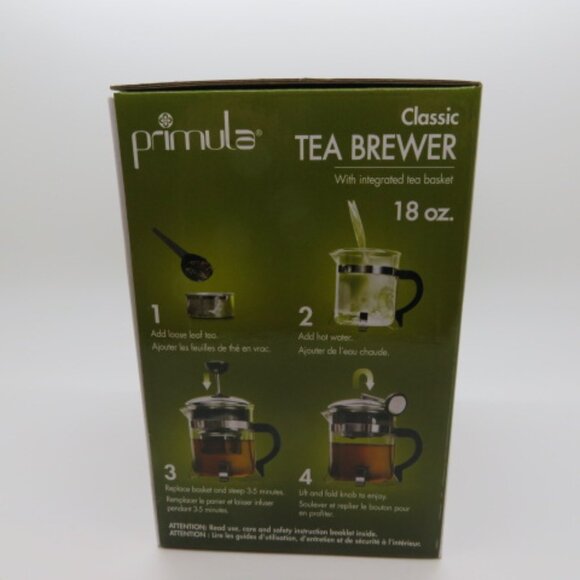 Teapot Tea Infuser Primula 18 oz Glass Pitcher Stainless Steel Basket 1 Serving - Picture 13 of 14